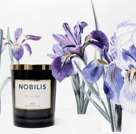 Nobilis Duftkerze Poudre d’Iris Iris-Puder & Veilchen Kerze Duft Candle Schwarz Gold Blumen