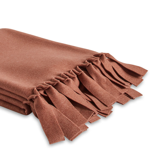 Luiz Loop Terra Rossa Decke Fleecedecke Tagesdecke rote Decke weich warm Decke mit Fransen