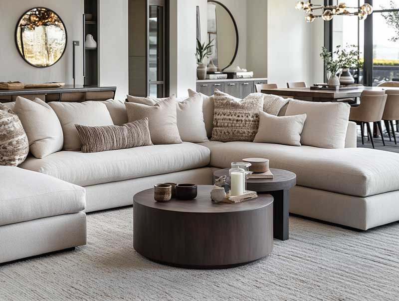 zeitgenösische einrichtung wohnzimmer couch