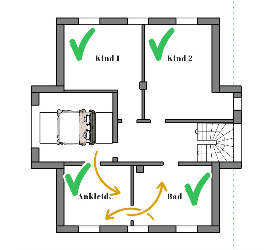 GR-Schätzl-V2 Einfamilienhaus mit Grundriss raumanordnung obergeschoss