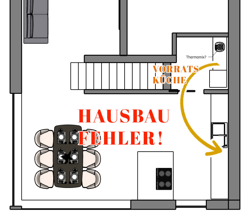 Hausbau-Fehler Einfamilienhaus mit Grundriss küche