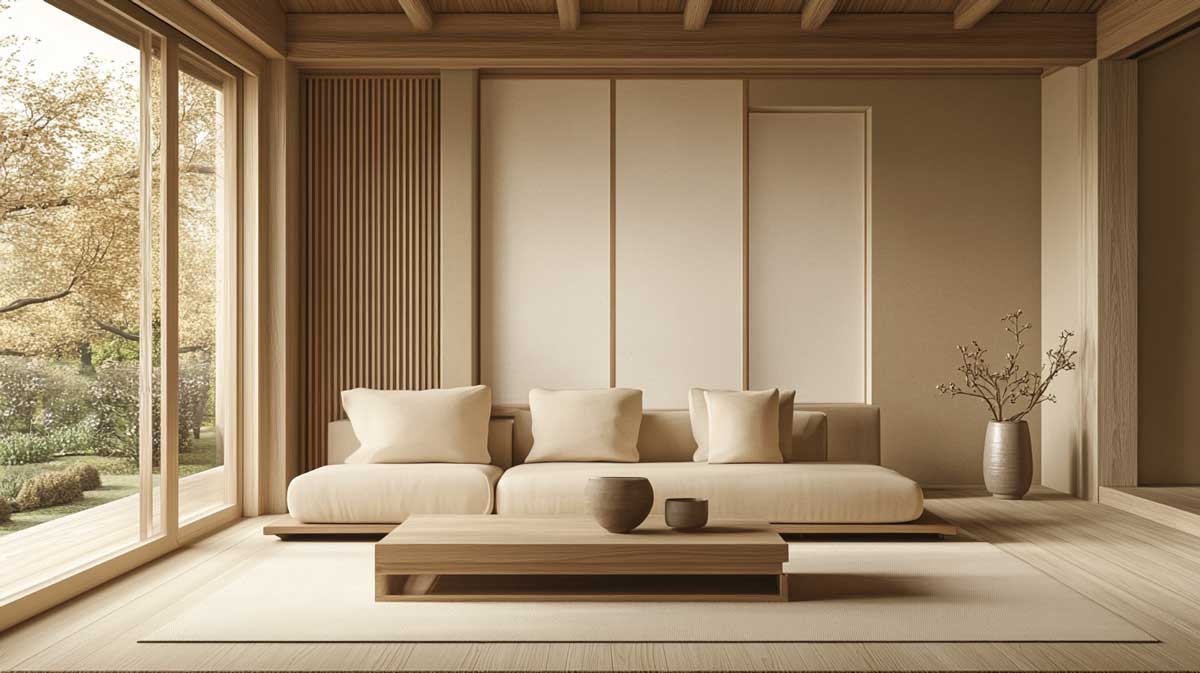Japandi stil wohnzimmer
