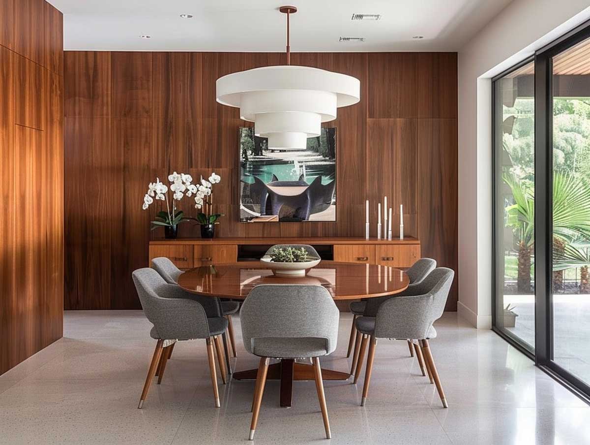 Midcentury einrichten wohnung midcentury stil esszimmer stühle tisch leuchter