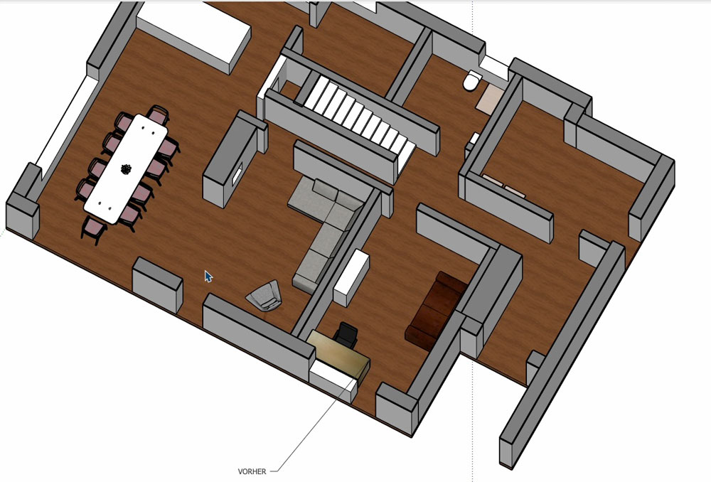 Treppe-vorher Einfamilienhaus mit Grundriss
