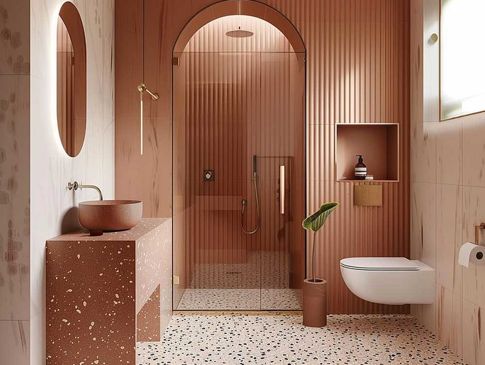 Bogen-4 Badezimmer Ideen Terracotta Terrazzo