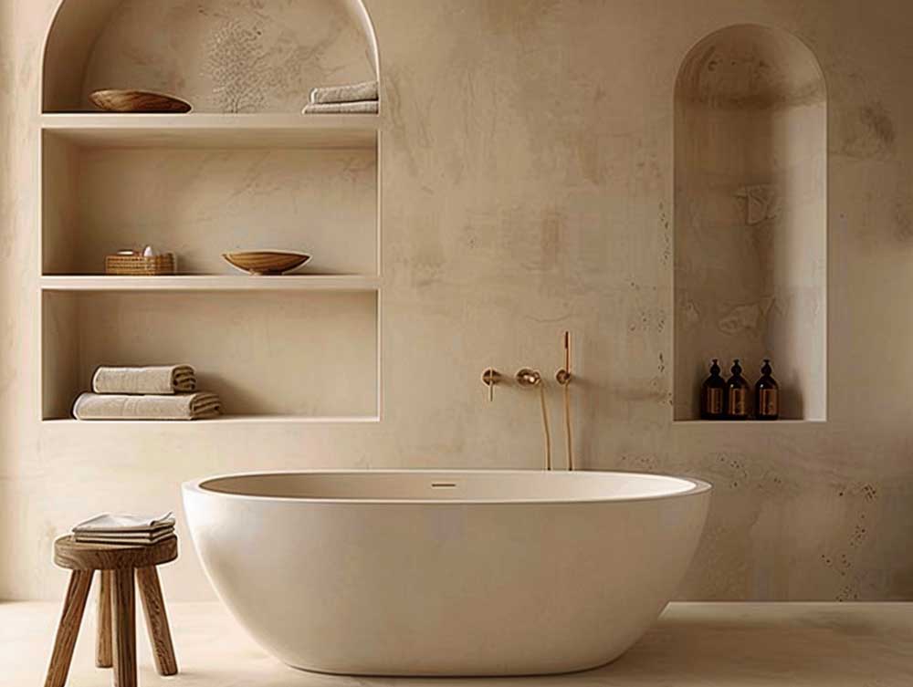 Bogen-5 Badezimmer Ideen Lehm Bögel Ablage