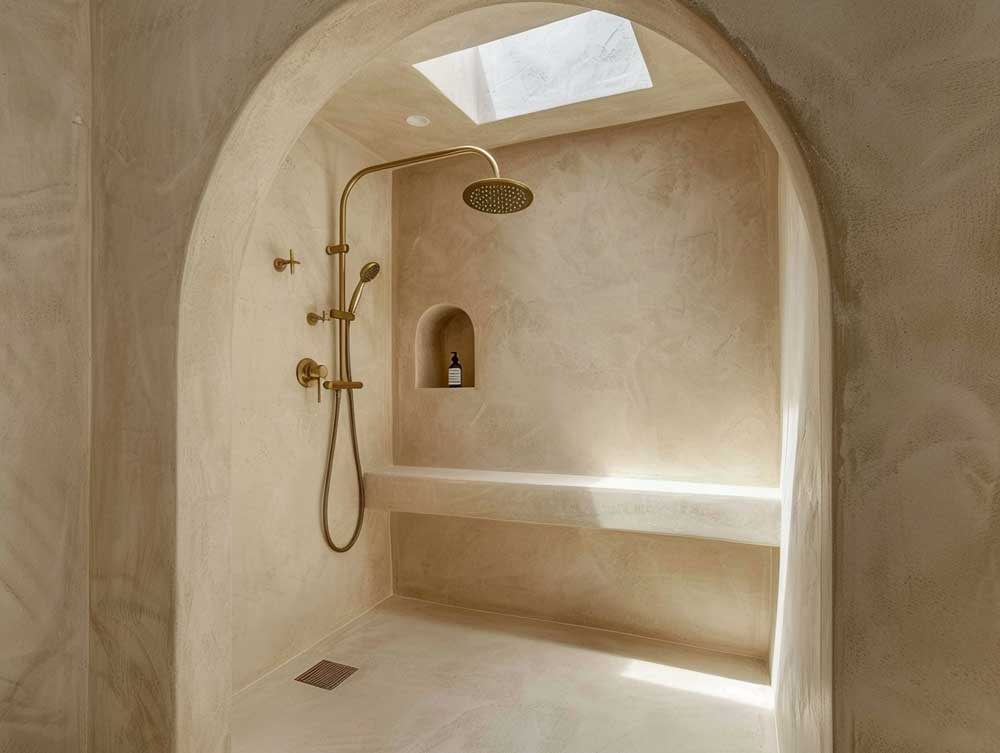 Bogen-8 Badezimmer Ideen Dusche Bogen mit Dachfenster
