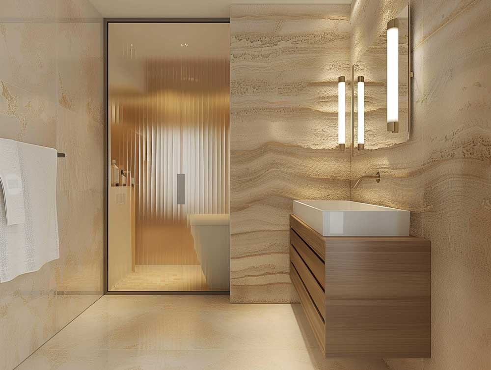 Glas-2 Badezimmer Ideen Glasabtrennung Riffelung