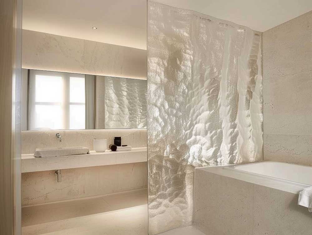 Glas-3 Badezimmer Ideen Glasabtrennung Wellenstruktur