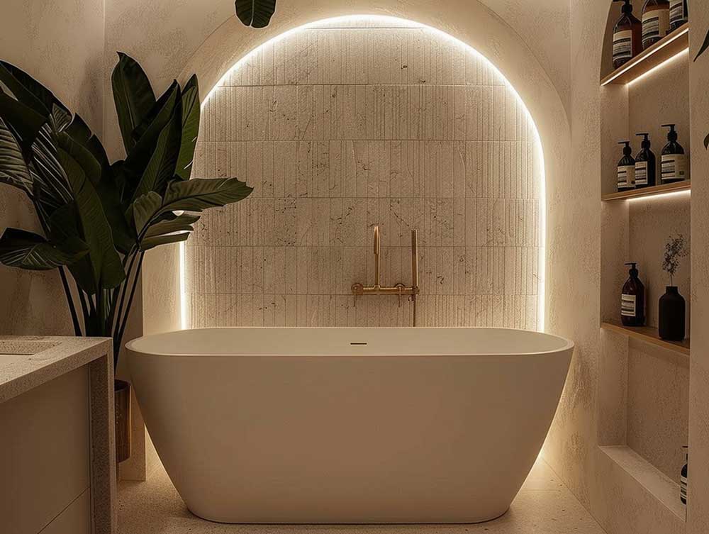 HIghlight-1 Badezimmer Ideen Highlighwand Badewanne LED Beleuchtung