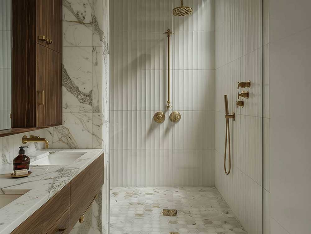 Marmor-2 Badezimmer Ideen Marmor FLiesen Messing Armaturen