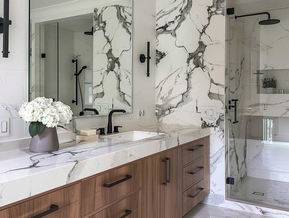 Marmor-3 Badezimmer Ideen Marmor Dusche und Wände cararra