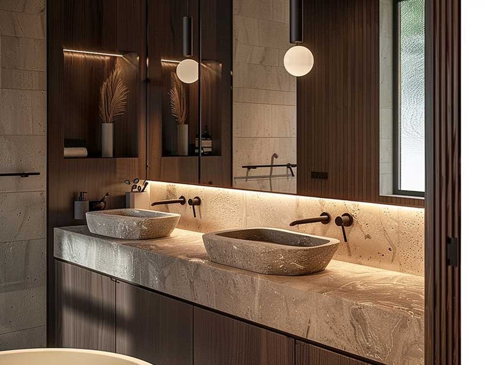 Waschtisch-5 Badezimmer Ideen Waschtisch Spiegelschrank hinterleuchtet