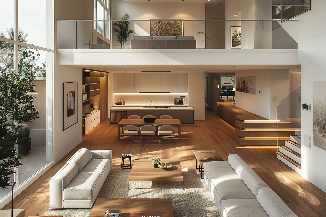 Ausgewogenes-Lichtkonzept haus mit einrichtung und schöner beleuchtung