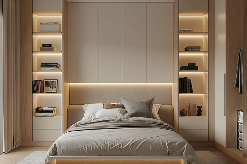 Schlafen-Regale-Bett schlafzimmer mit regal am bett ankleide